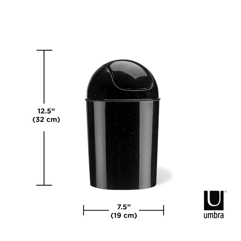Umbra 1.25 Gallon Mini Waste Can with Removable Swing-Top Lid - Small Garbage Bin for Kitchen, Bathroom, Bedroom, Office - Compact Trash Can Fit Under Tables & Counters - Galaxy Black - Image 3